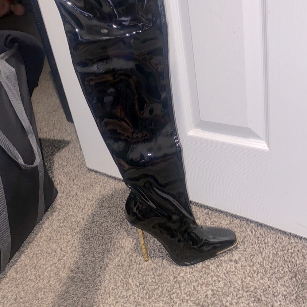 Public desire knee high stiletto boots